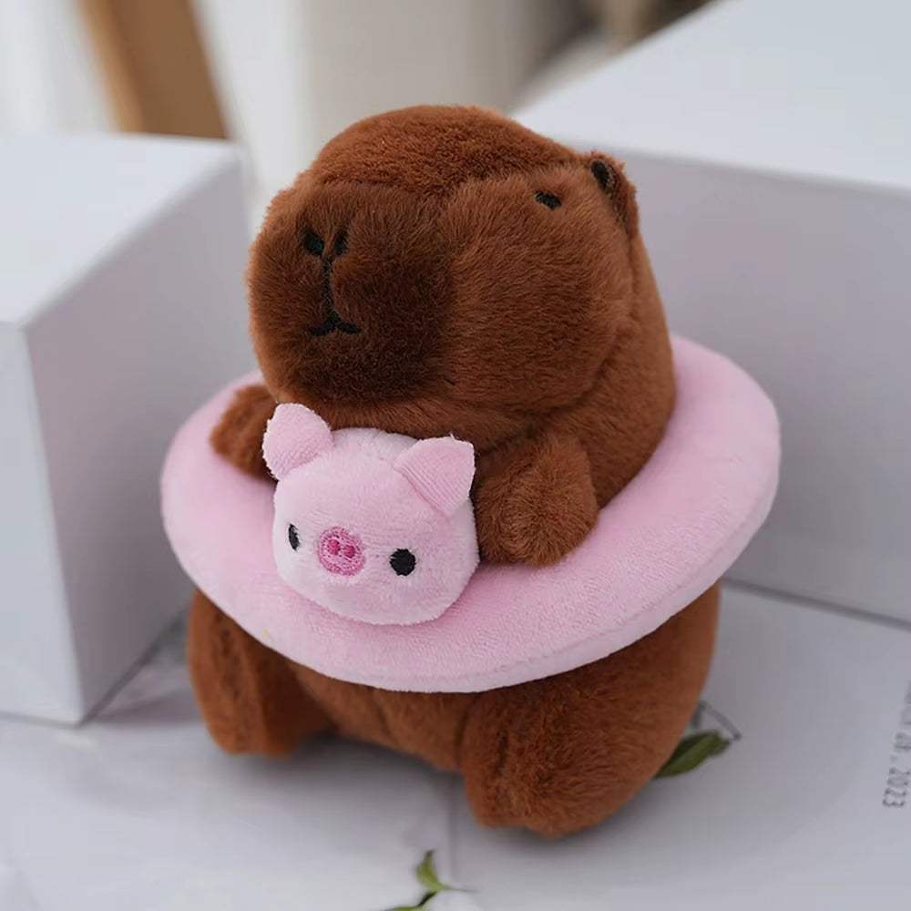 Swimming Ring Capybara Plush Capybara Keychain Stuffed Animals Cute Toy Capybara Bag Pendant Headgear Capybara Doll