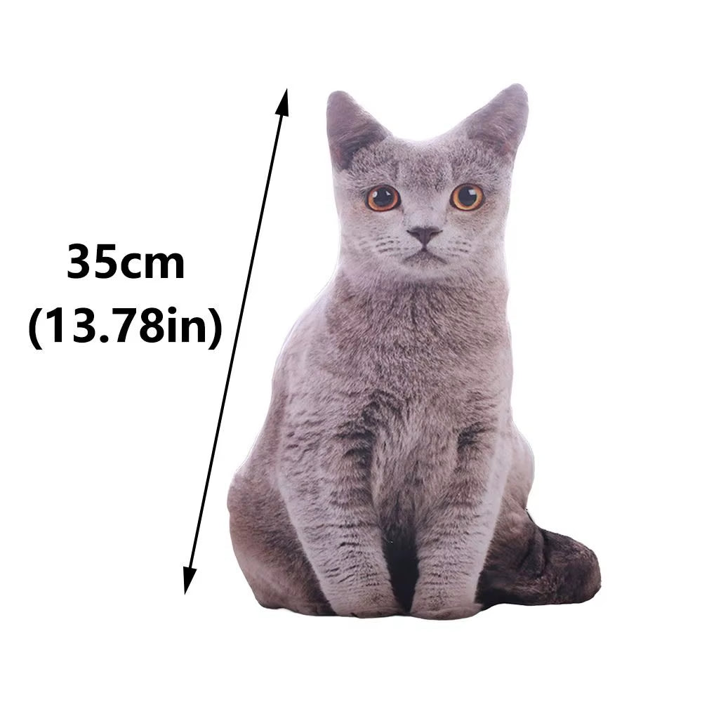 Plush Realistic 3D Cat Doll Soft Cartoon Simulation Cat Plushie Pillow Stuffed Kawaii Plush Animals Toy Cushion for Kids Girls