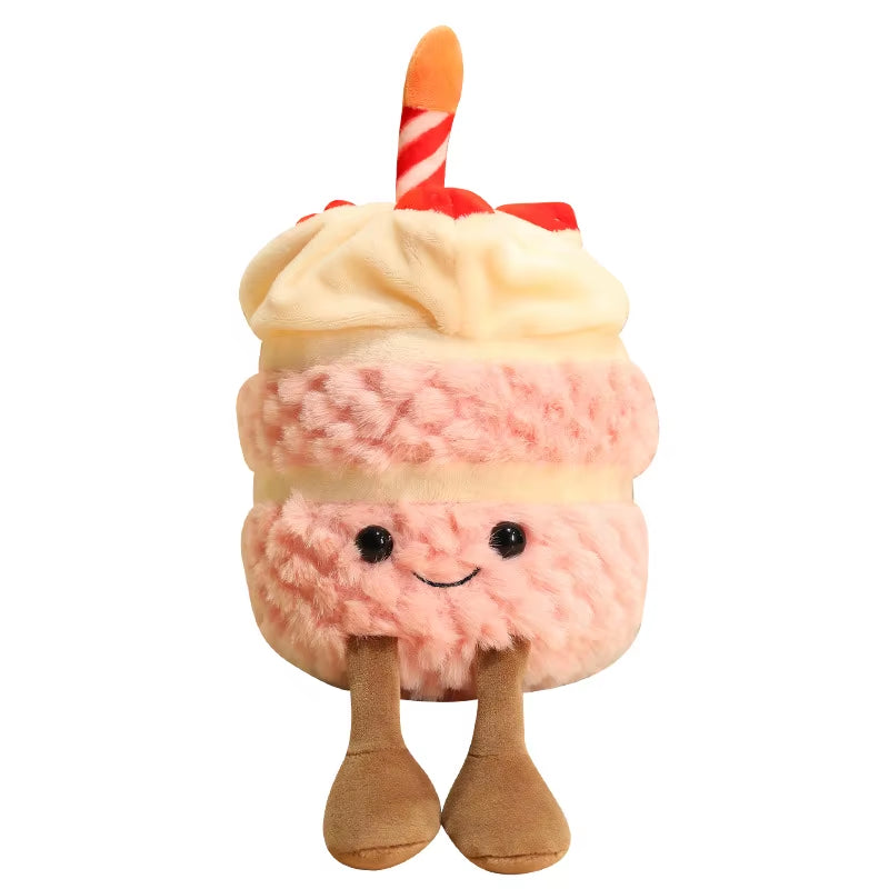 Jellycats Fun Hot Selling Simulated Birthday Cake Doll with Music Fake Cake Birthday Party Gift Strawberry Glowing Small Cake