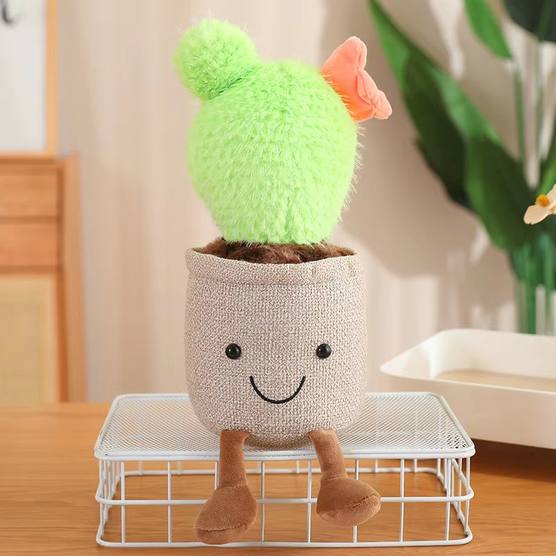 Jellycats Stuffed Plush Plants Lifelike Potted Plant Plush Doll Succulent Pine Tree Cake Bamboo Cactus Pillow Cushion Toy Decor