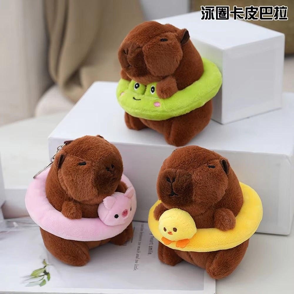 Swimming Ring Capybara Plush Capybara Keychain Stuffed Animals Cute Toy Capybara Bag Pendant Headgear Capybara Doll