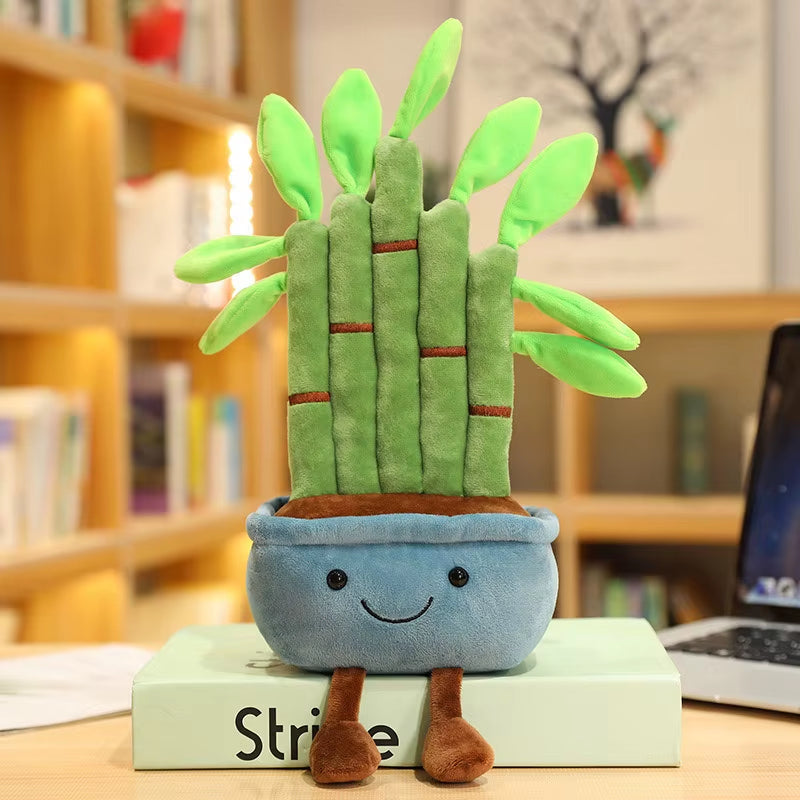 Jellycats Stuffed Plush Plants Lifelike Potted Plant Plush Doll Succulent Pine Tree Cake Bamboo Cactus Pillow Cushion Toy Decor