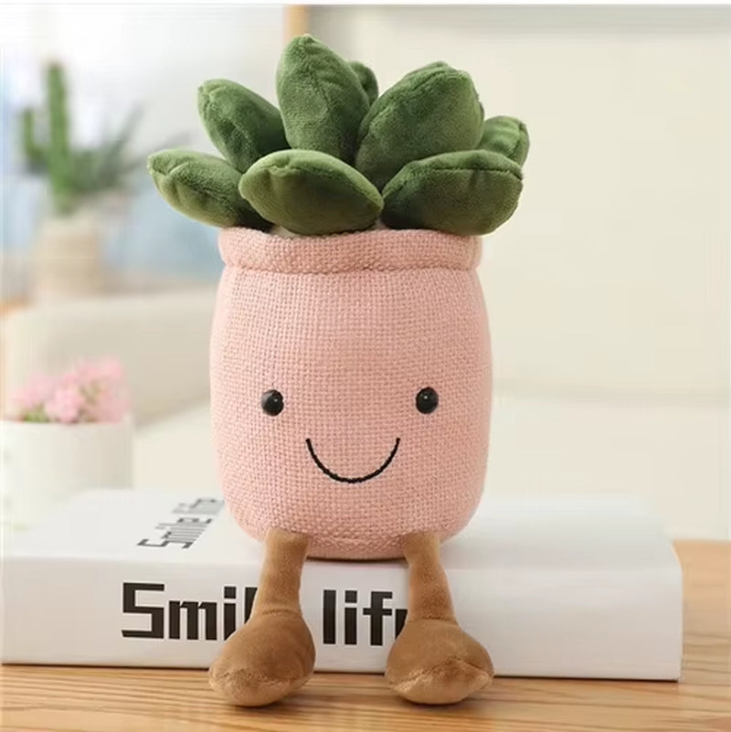 Jellycats Stuffed Plush Plants Lifelike Potted Plant Plush Doll Succulent Pine Tree Cake Bamboo Cactus Pillow Cushion Toy Decor