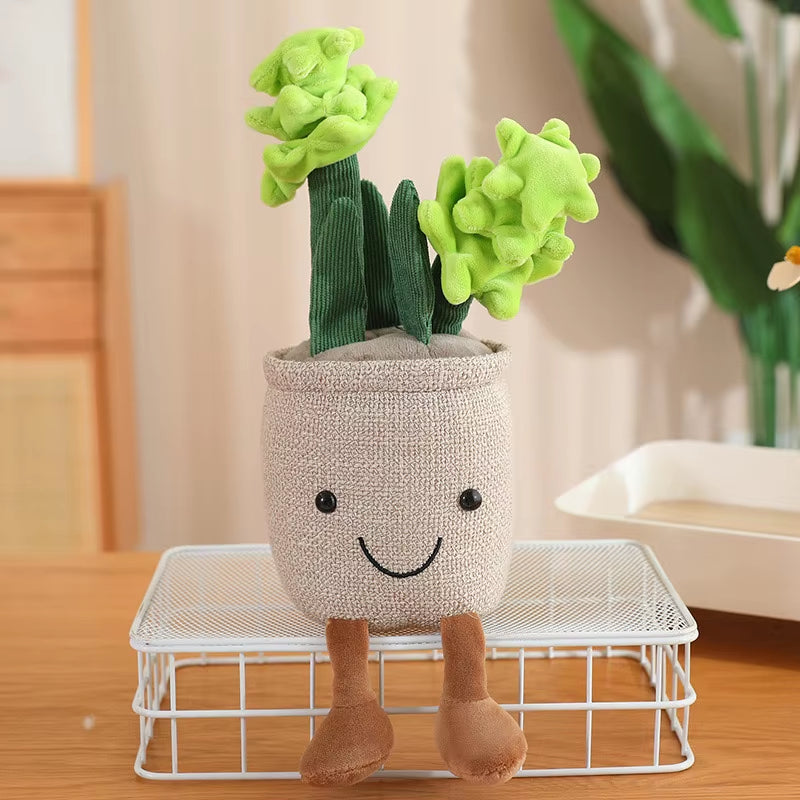 Jellycats Stuffed Plush Plants Lifelike Potted Plant Plush Doll Succulent Pine Tree Cake Bamboo Cactus Pillow Cushion Toy Decor