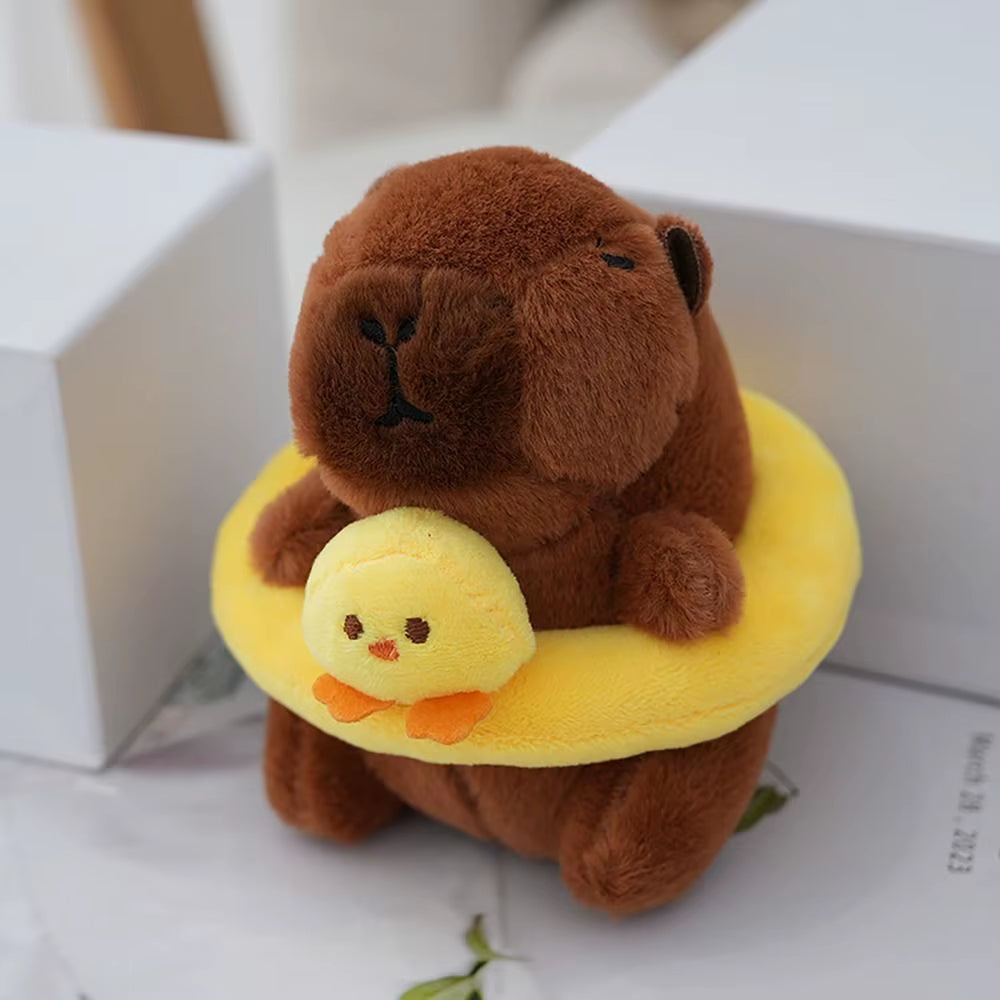 Swimming Ring Capybara Plush Capybara Keychain Stuffed Animals Cute Toy Capybara Bag Pendant Headgear Capybara Doll