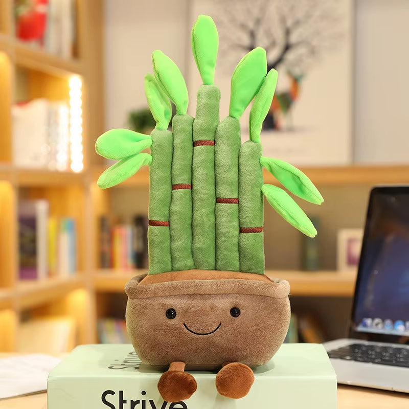 Jellycats Stuffed Plush Plants Lifelike Potted Plant Plush Doll Succulent Pine Tree Cake Bamboo Cactus Pillow Cushion Toy Decor